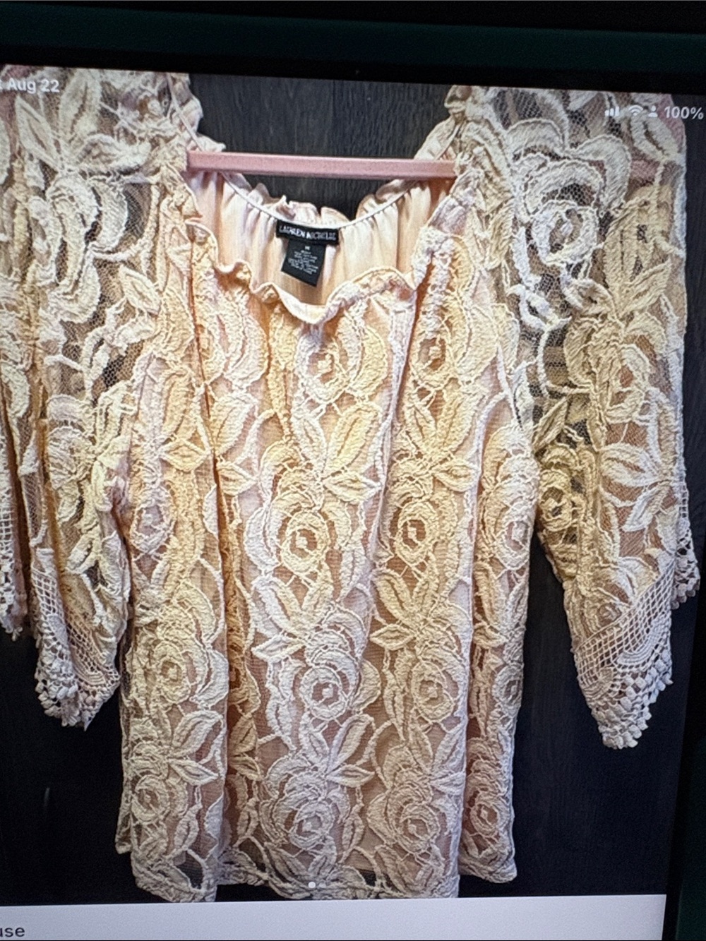 Lauren Michelle Cream Lace Floral Overlay Top